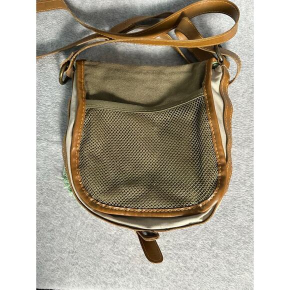 Desigual Canvas Crossbody‎ Bag Floral Embellished Brown Leather Strap Trim Spain - Picture 7 of 16